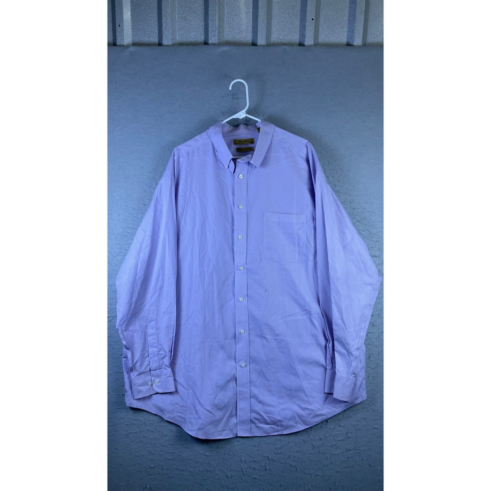 Roundtree & Yorke Button Down Mens 2X Purple Good Non-Iron Check Shirt
